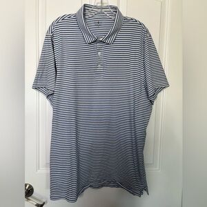 JCREW Men's Blue and White Striped Sueded Jersey Polo Shirt Size XL